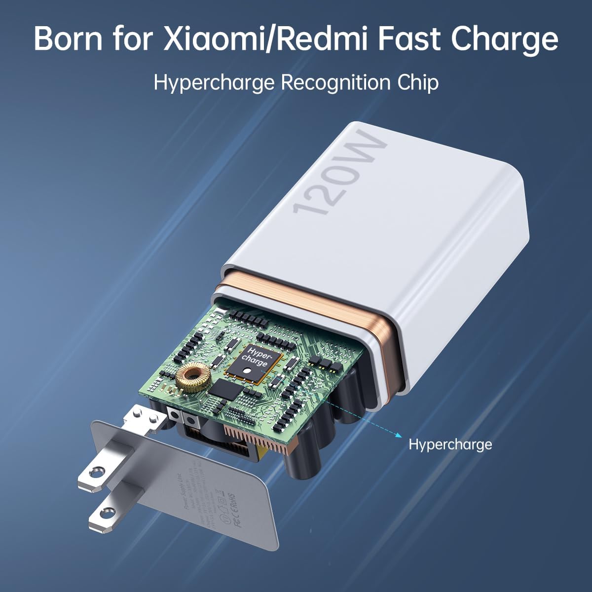 120W Xiaomi HyperCharge Wall Charger - Compatible with Xiaomi Phones