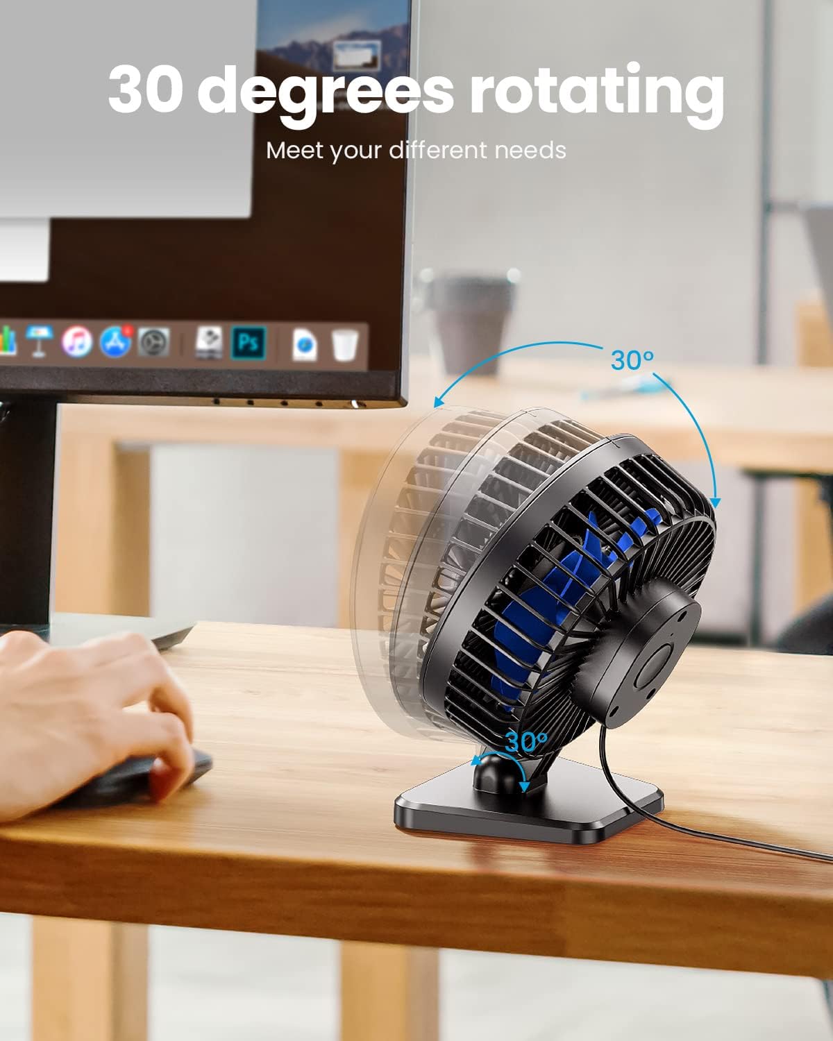 Mini USB Desk Fan – Small but Mighty, 3-Speed Ultra-Quiet, Adjustable Tilt – Perfect for Office, Car & Travel (Less Than 50dB!) – Cool Anywhere!