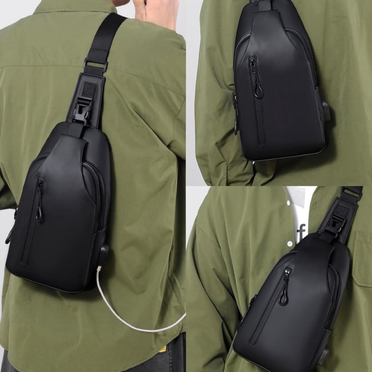 Waterproof Sling Bag w/ USB Port - Anti-Theft Crossbody Pack