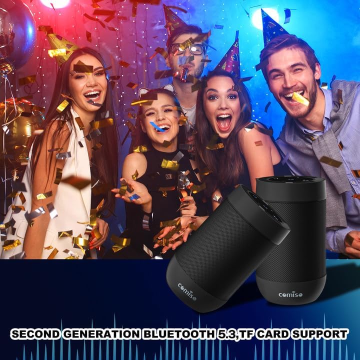 Portable Bluetooth Speaker - 360° Sound, IP65 Waterproof, 10H Play