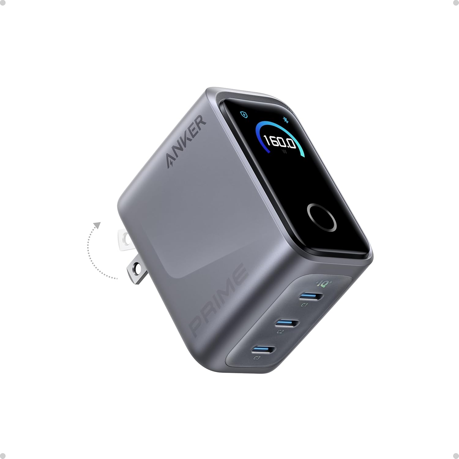 Anker Prime 160W GaN: Smart Display 3-Port Charger