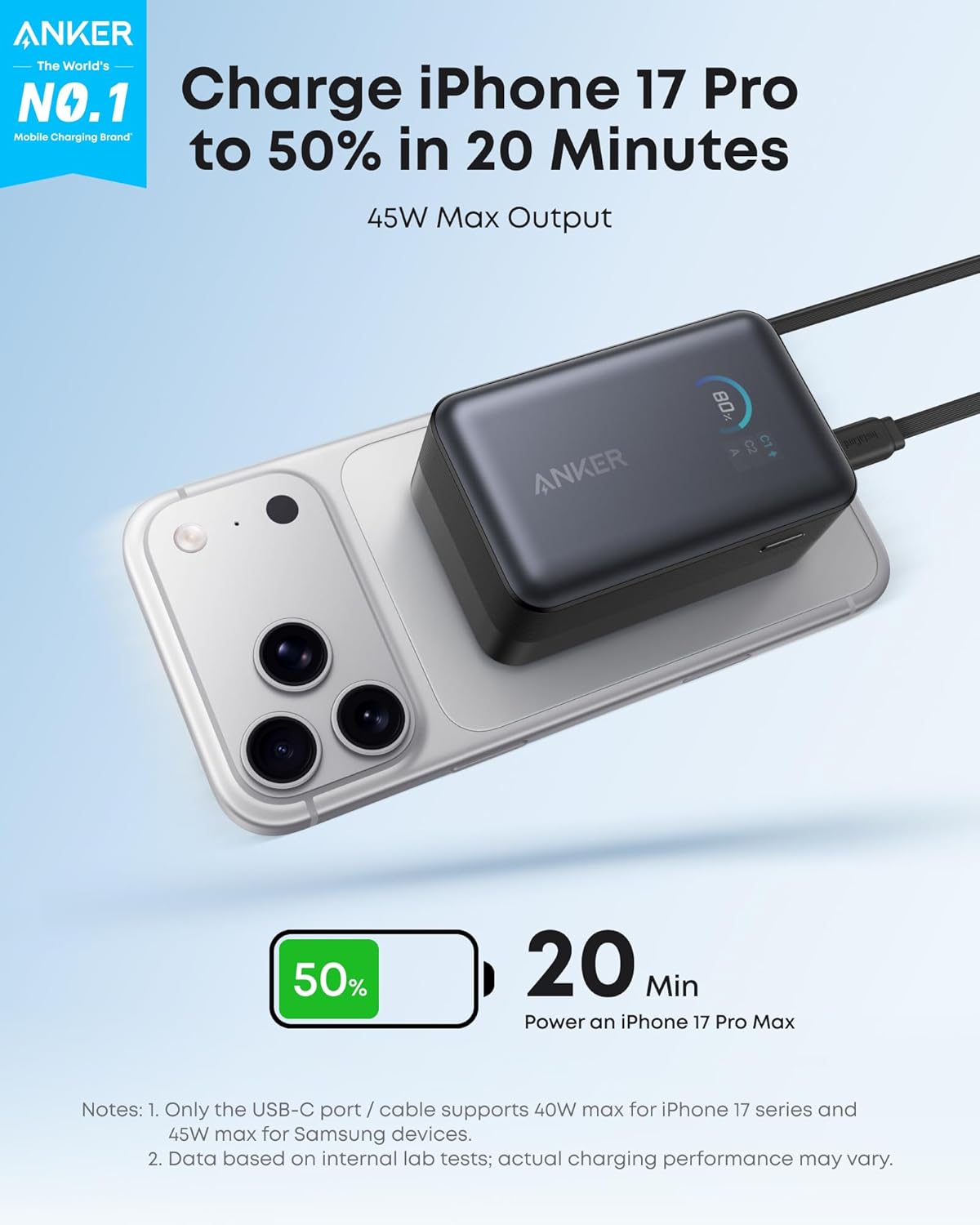 Anker Nano 10K Power Bank | 45W Fast Charging & Built-In Cable