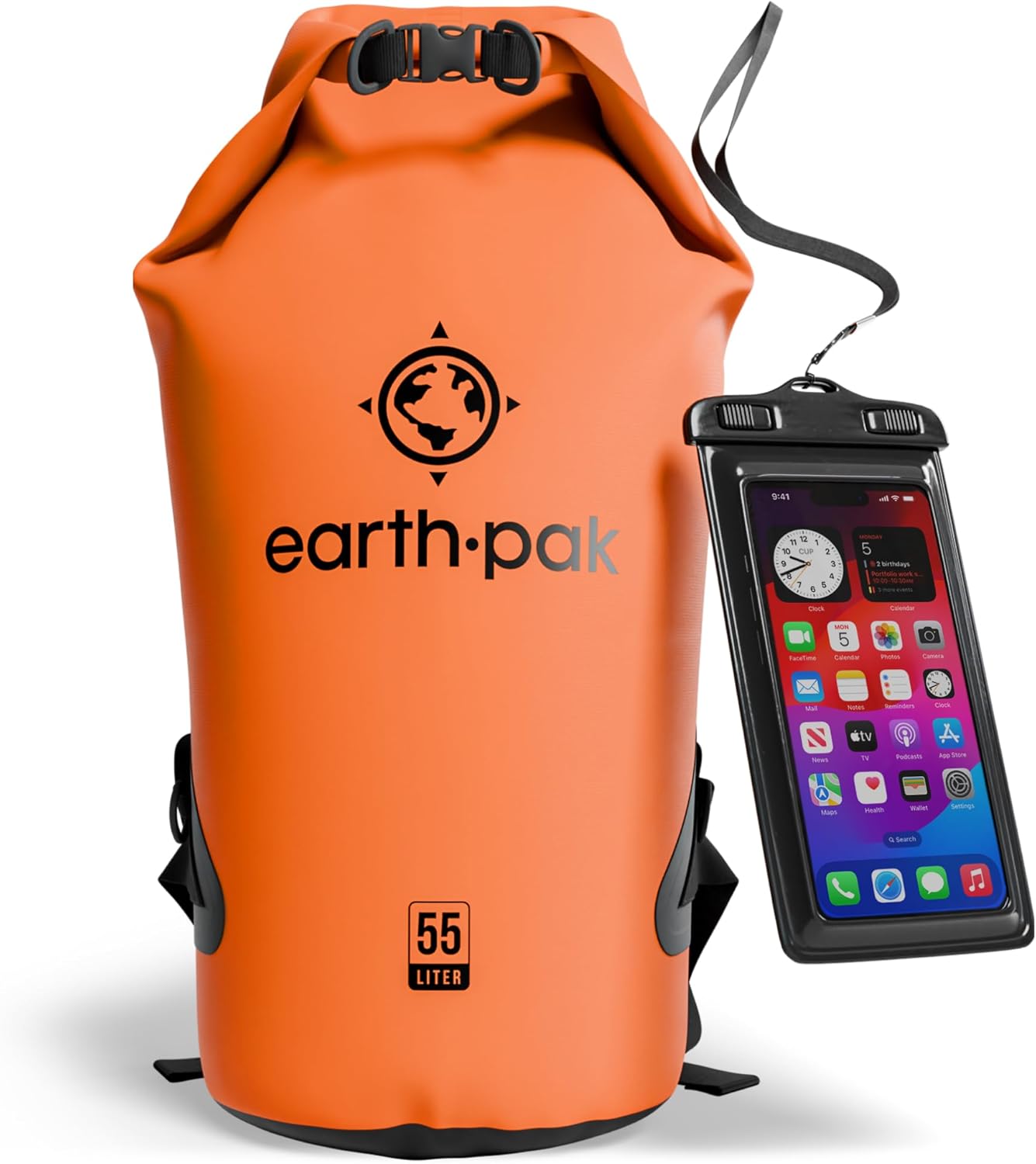Earth Pak Waterproof Dry Bag – 40L-55L Roll-Top Backpack for Kayaking