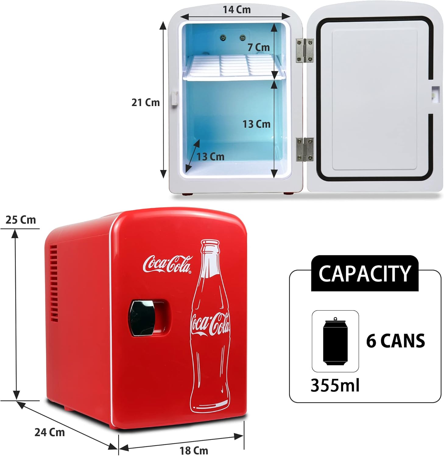 Coca-Cola Mini Fridge - 4L Retro Cooler & Warmer for Car & Home