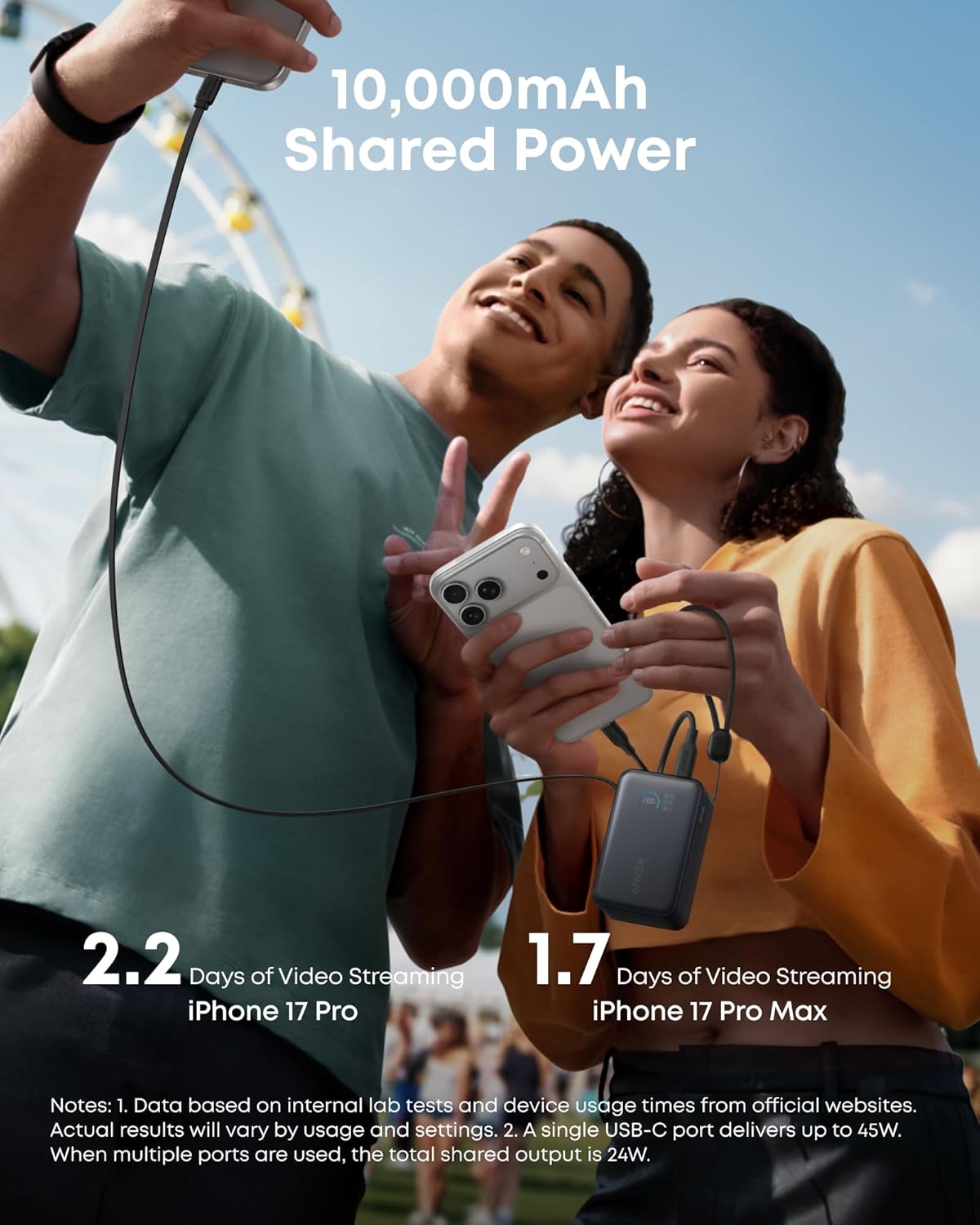 Anker Nano 10K Power Bank | 45W Fast Charging & Built-In Cable