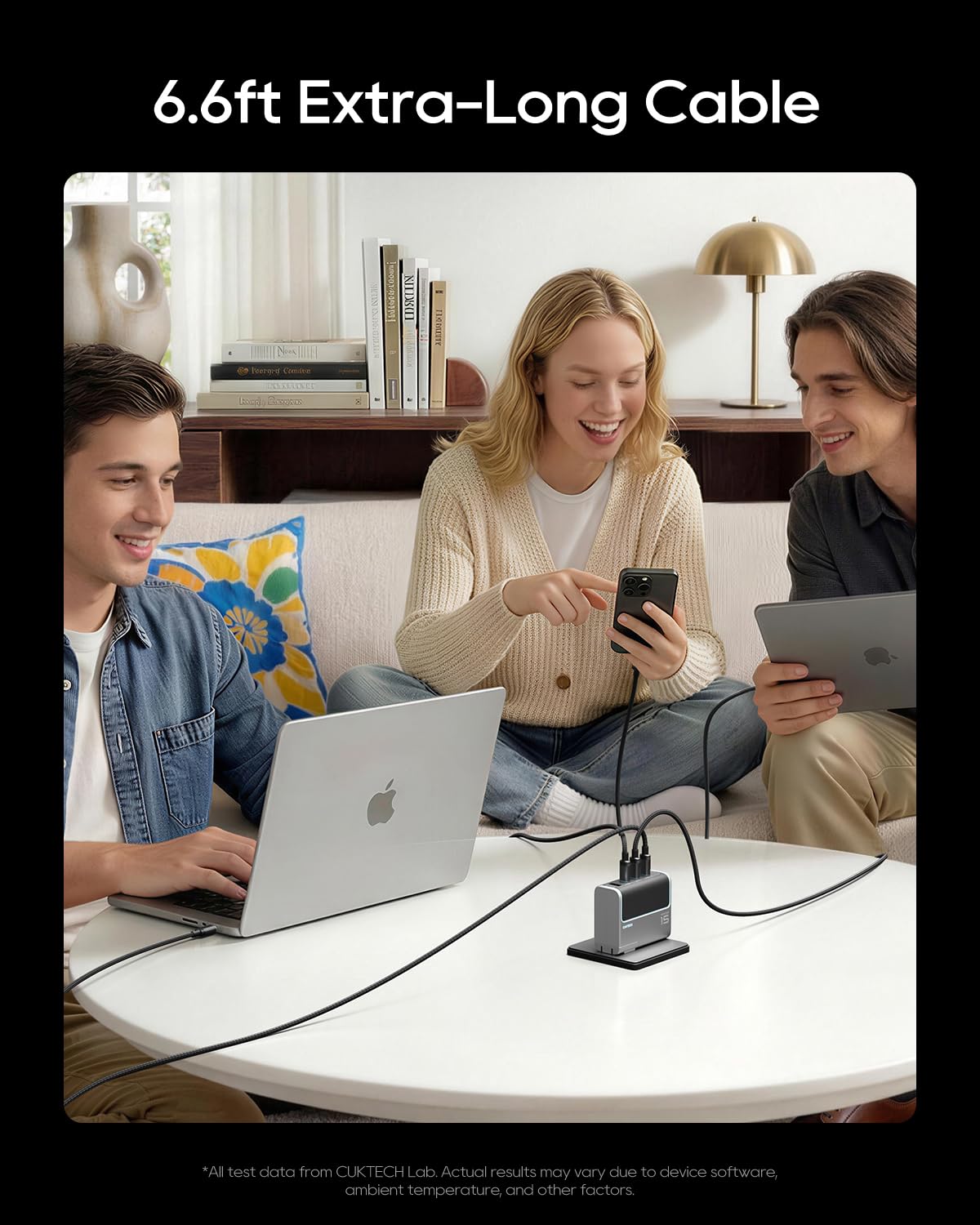 CUKTECH 240W USB C Cable OLED Display 6.6ft Fast Charging Braided