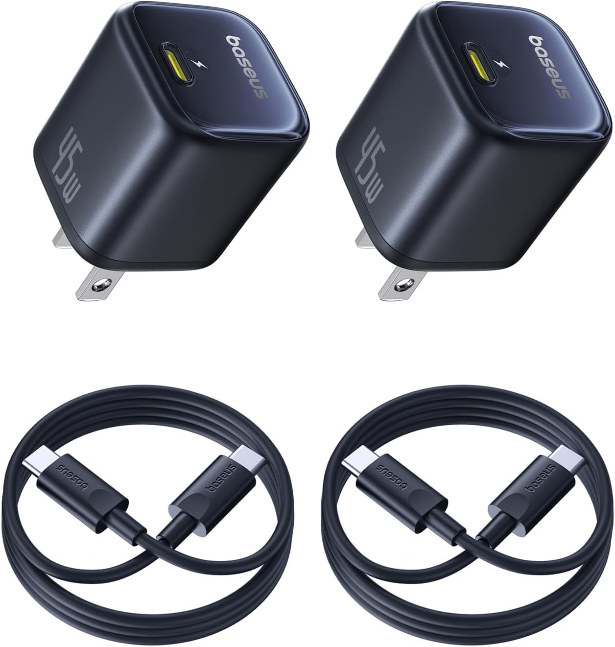 Baseus 45W Fast Charger 2-PACK w/ Cable - Home & Travel