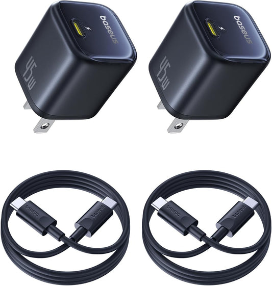 Baseus 45W Fast Charger 2-PACK w/ Cable - Home & Travel