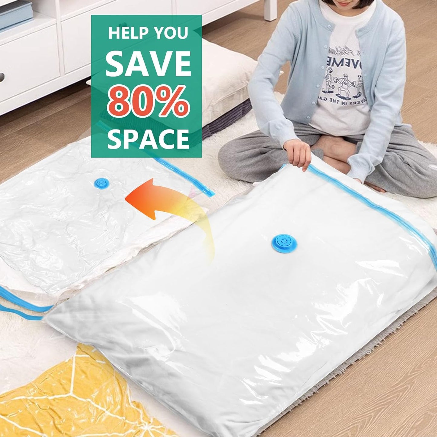 Electric Vacuum Storage Bags w/Pump - 6/8/10/24 Pack