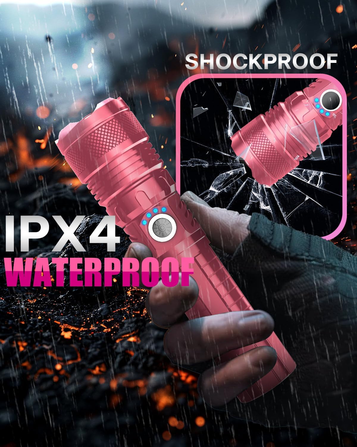 Color Tactical Flashlight - Rechargeable, Zoomable, 5 Modes, USA Stock