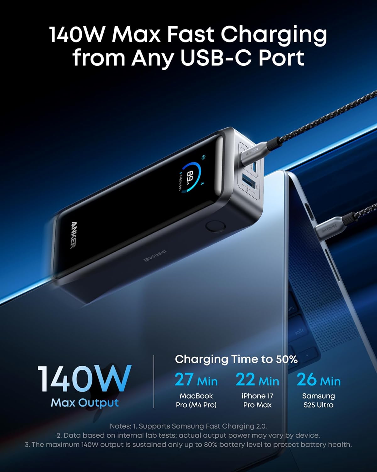 Anker Prime 300W Power Bank: 26,250mAh for Laptop & Phone