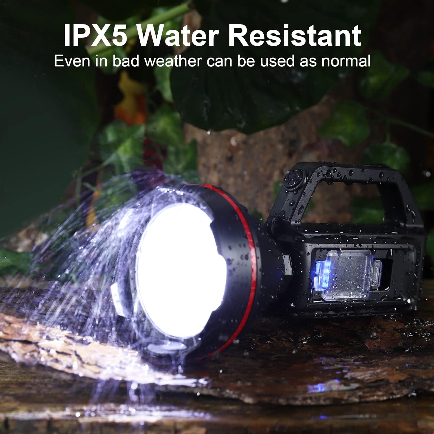 3000LM Rechargeable Spotlight Flashlight – 8-16H Runtime, 500M Beam, USB Power Bank! Hurricane & Survival Essential for Camping, Hunting, Emergencies 