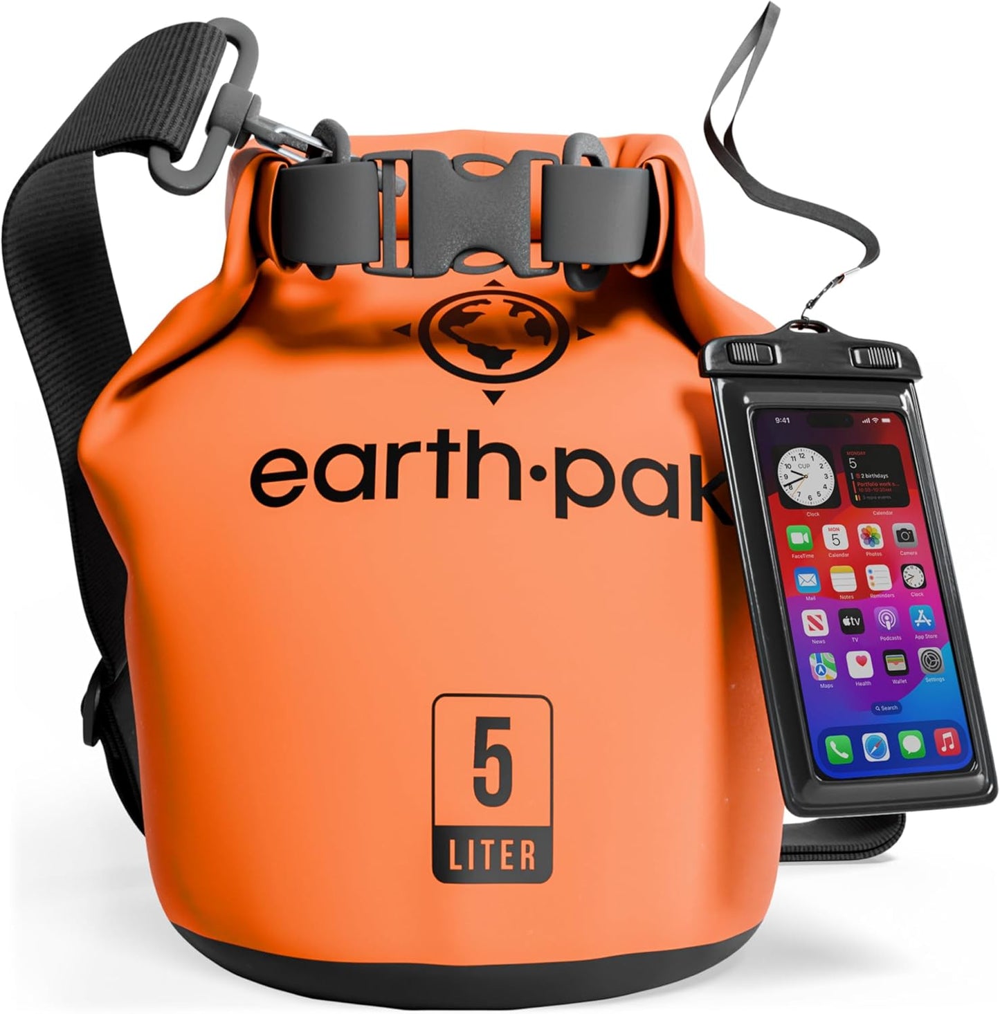 Earth Pak Waterproof Dry Bag – 5L-10L Roll-Top Backpack for Kayaking