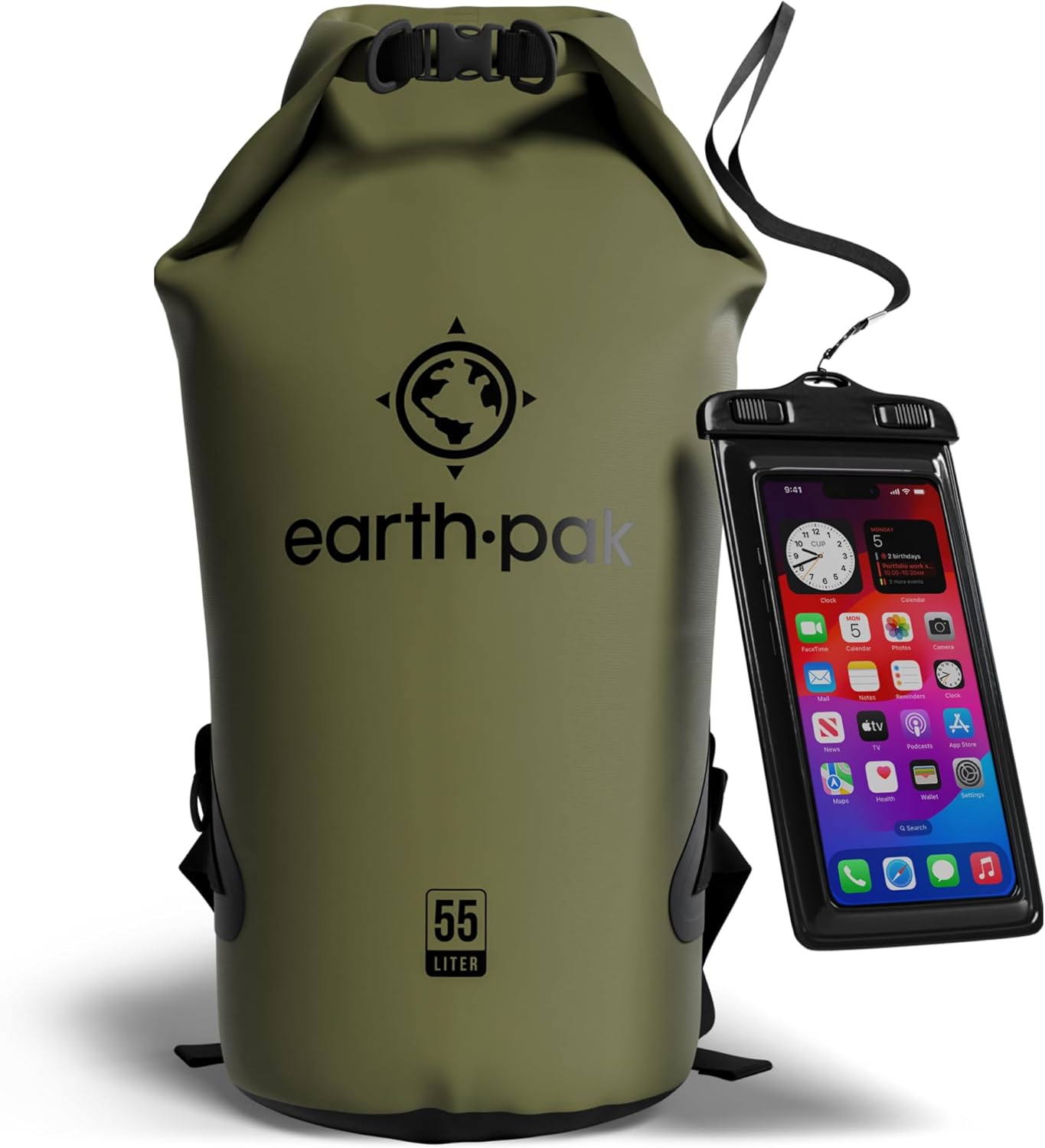 Earth Pak Waterproof Dry Bag – 40L-55L Roll-Top Backpack for Kayaking