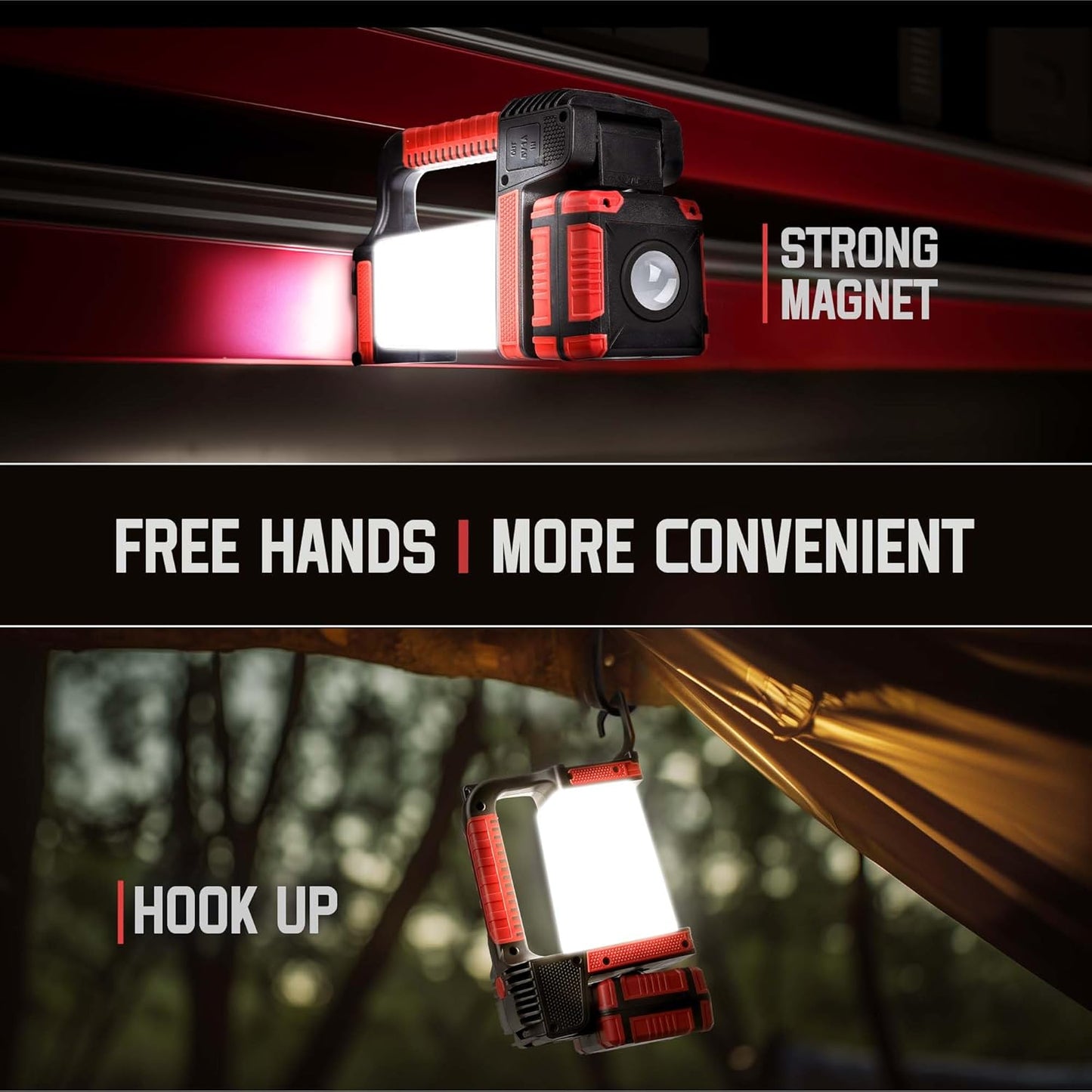 2000LM Rotatable Spotlight Flashlight – 270° Hands-Free Magnet/Hook! 5-in-1 Camping Light, Work Light & Phone Charger for Emergencies (Ideal Gift!)