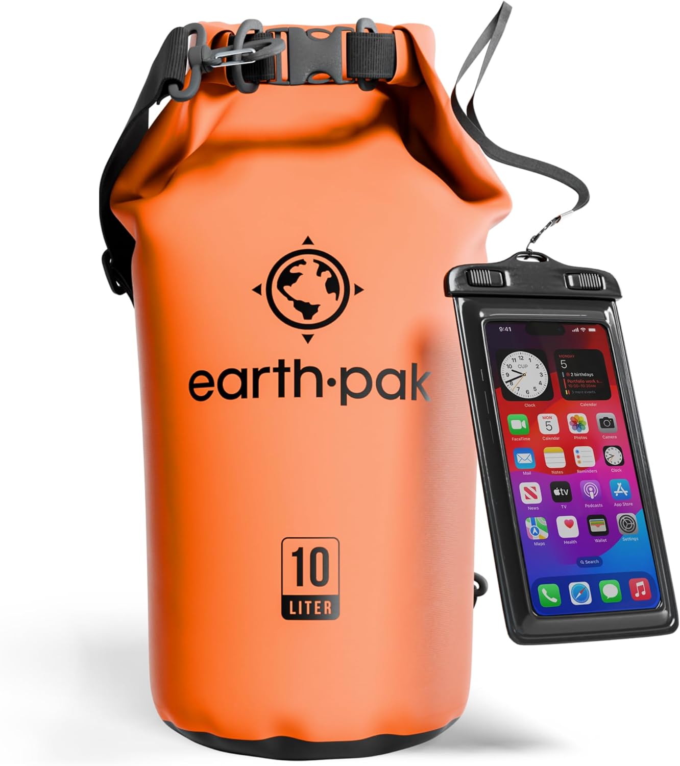 Earth Pak Waterproof Dry Bag – 5L-10L Roll-Top Backpack for Kayaking