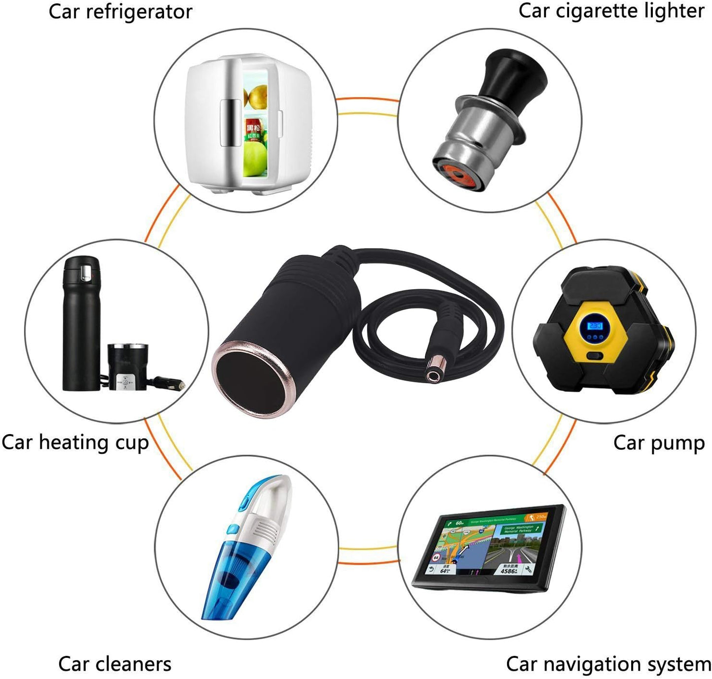 2-Pack 12V Car Adapter to DC5521 Cable | For Power Station & UPS