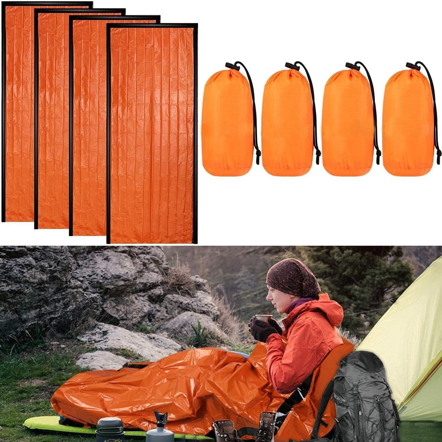 2/4/6/8 Pack Emergency Sleeping Bags Waterproof, Survival, Lightweight