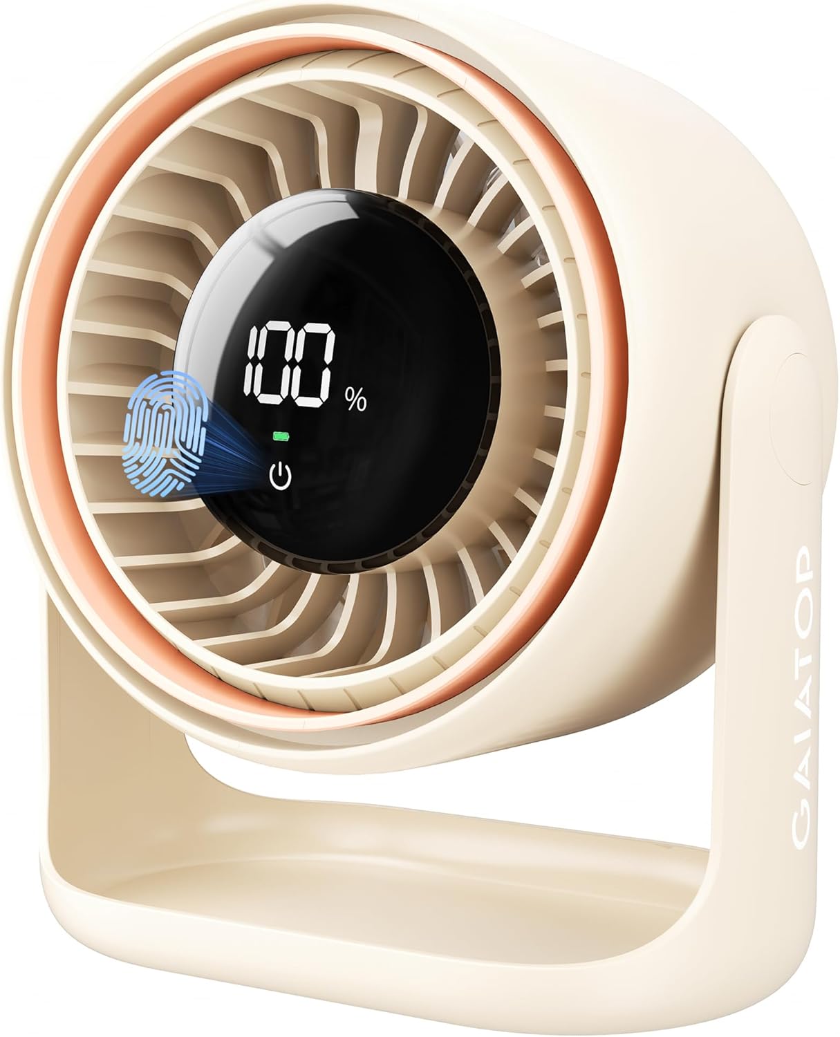 Gaiatop 7.7" Ultra-Quiet Desk Fan – 5-Speed Touch Control, 4000mAh Battery, 90° Adjustable – Perfect for Office, Bedroom & Travel (Black/Pink/Beige) – Sleep & Work in Peace!