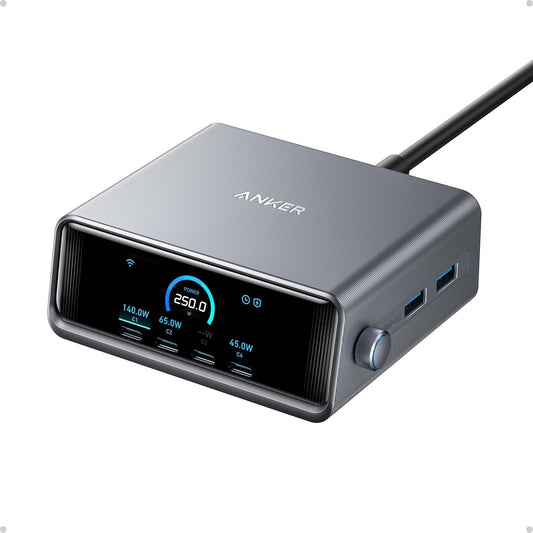 Anker Prime 250W 6-Port GaN USB C Charging Station LCD Display