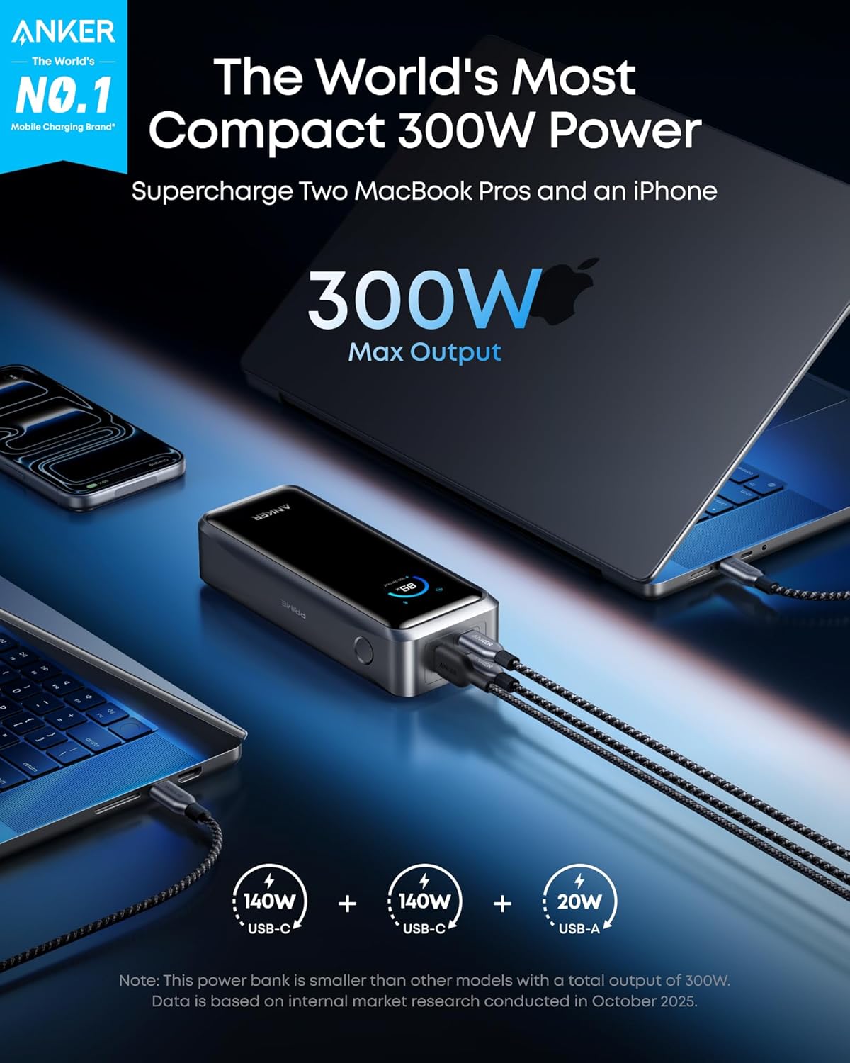 Anker Prime 300W Power Bank: 26,250mAh for Laptop & Phone
