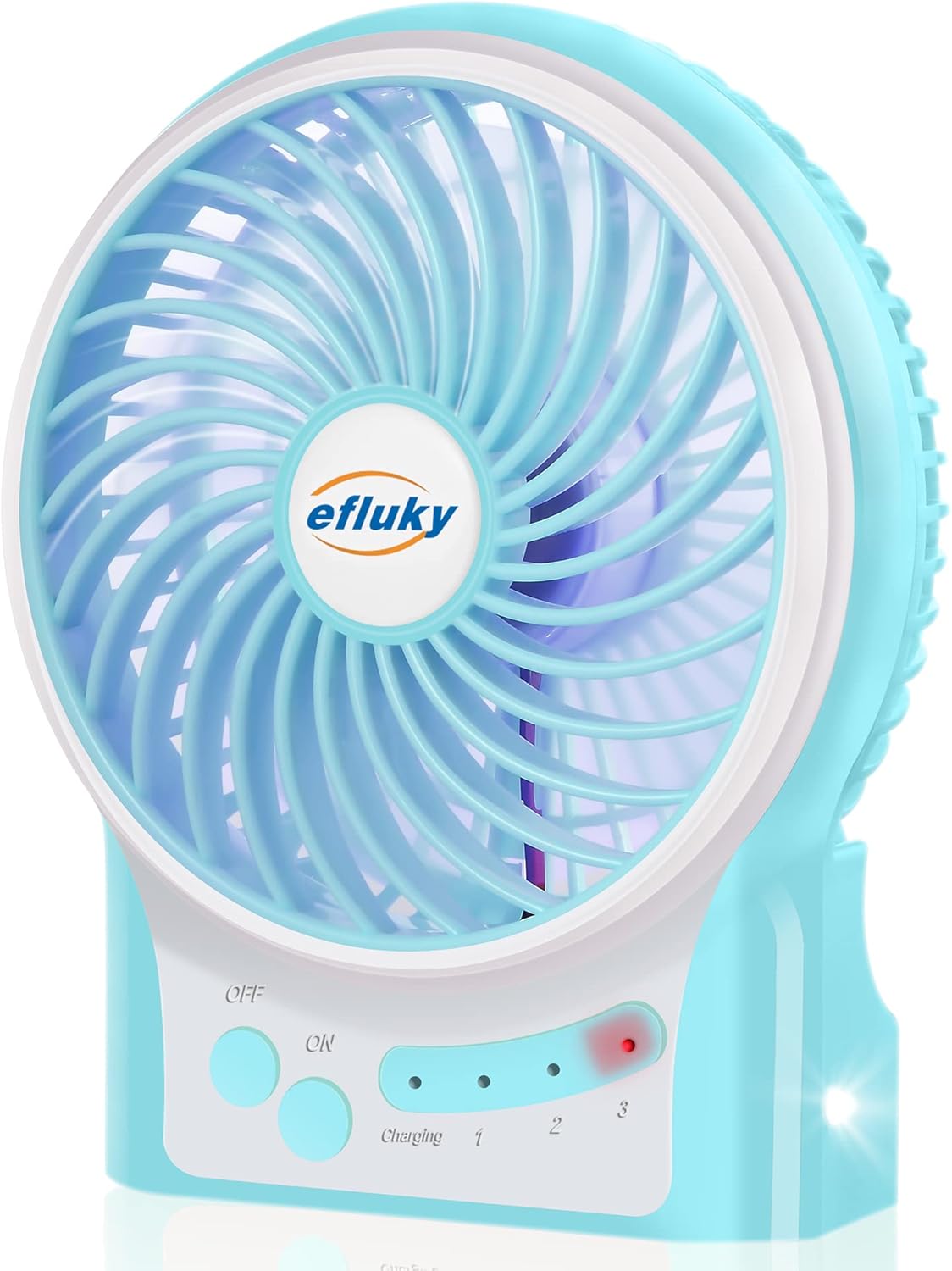 Mini Desk Fan with LED Light & Flashlight – 3-Speed USB Rechargeable, Ultra-Quiet Portable Fan for Office, Travel, Camping – 4.9 Inch (Black, Blue, Pink, White) – Cool Anywhere!