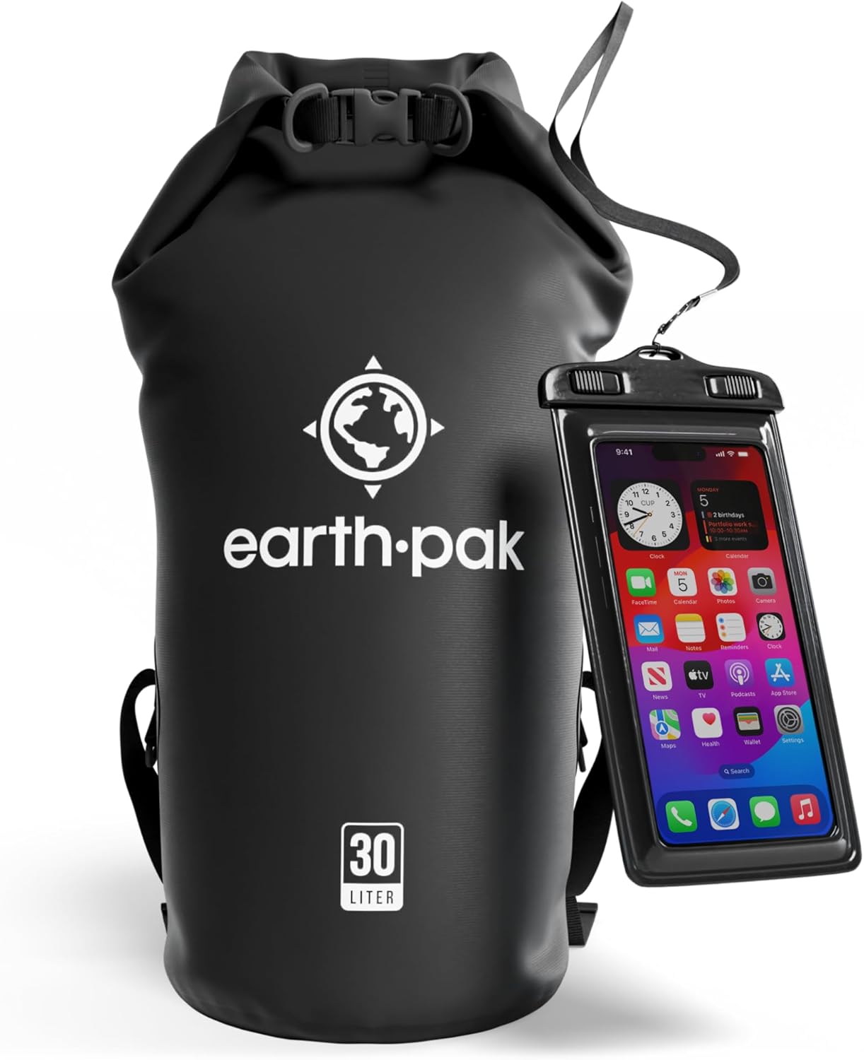 Earth Pak Waterproof Dry Bag – 20L-30L Roll-Top Backpack for Kayaking