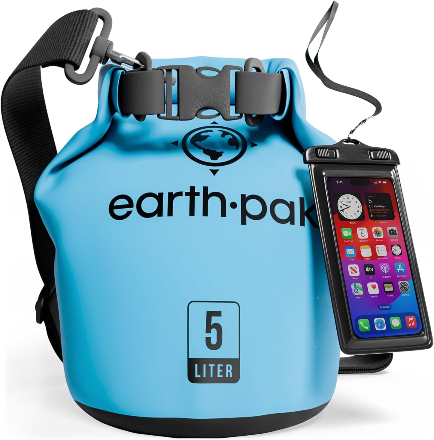 Earth Pak Waterproof Dry Bag – 5L-10L Roll-Top Backpack for Kayaking