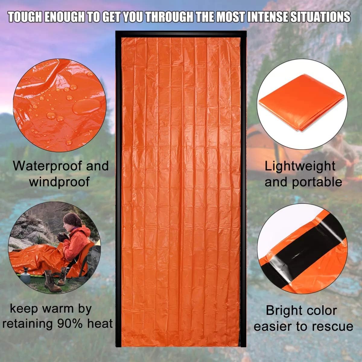 2/4/6/8 Pack Emergency Sleeping Bags Waterproof, Survival, Lightweight