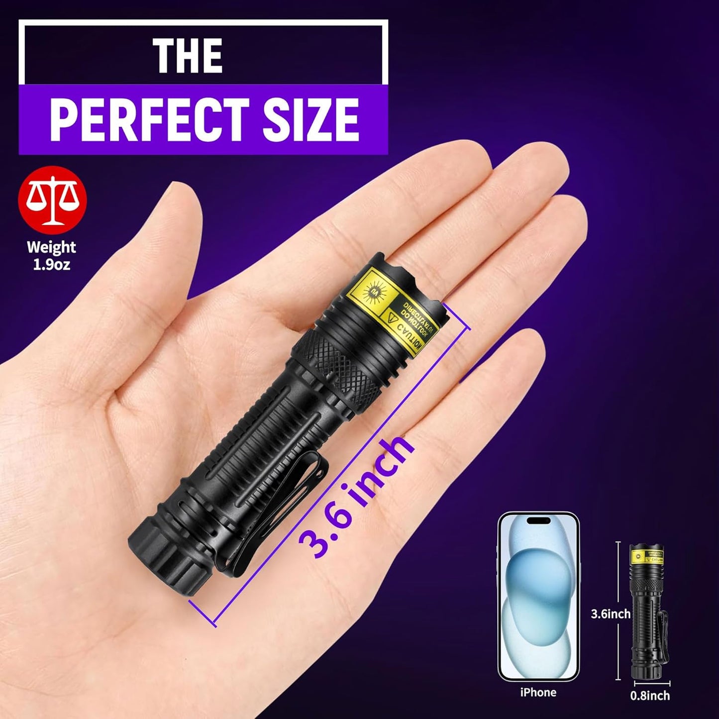 395nm UV Flashlight - 10W Blacklight for Pet Stains & Scorpion Hunting | USB-C Rechargeable, IPX6 Waterproof & Focus-Adjustable