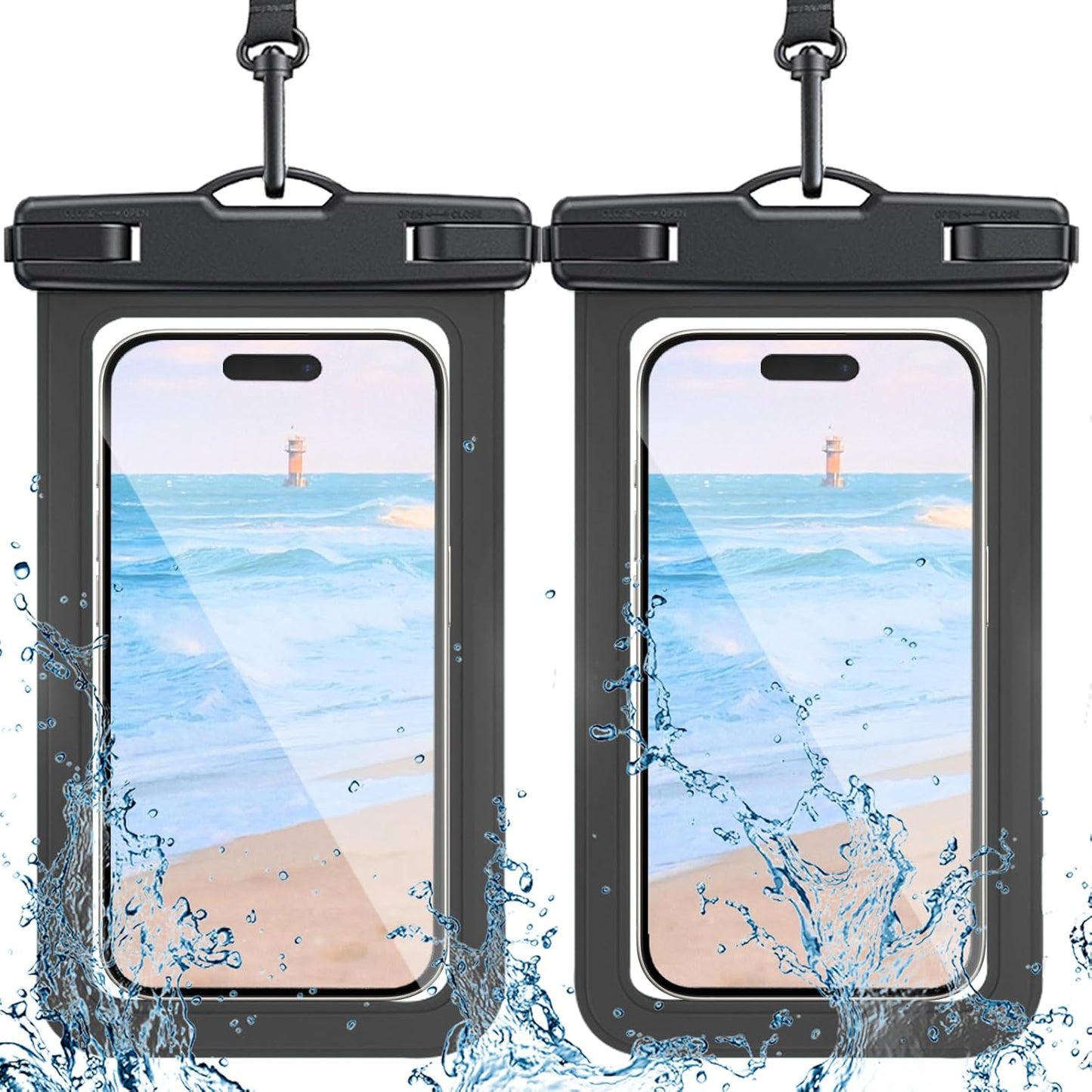 2-Pack IPX8 Waterproof Phone Pouch for iPhone 16-13, Samsung S25/S24