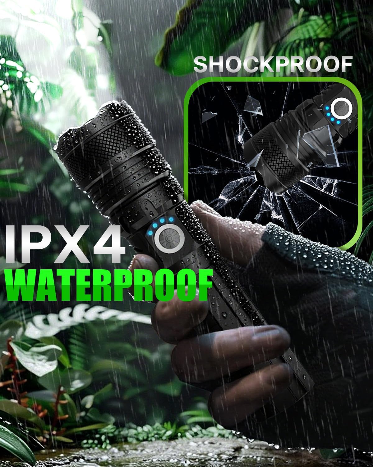 Super Tactical Flashlight - Rechargeable, Zoomable, 5 Modes, USA Stock