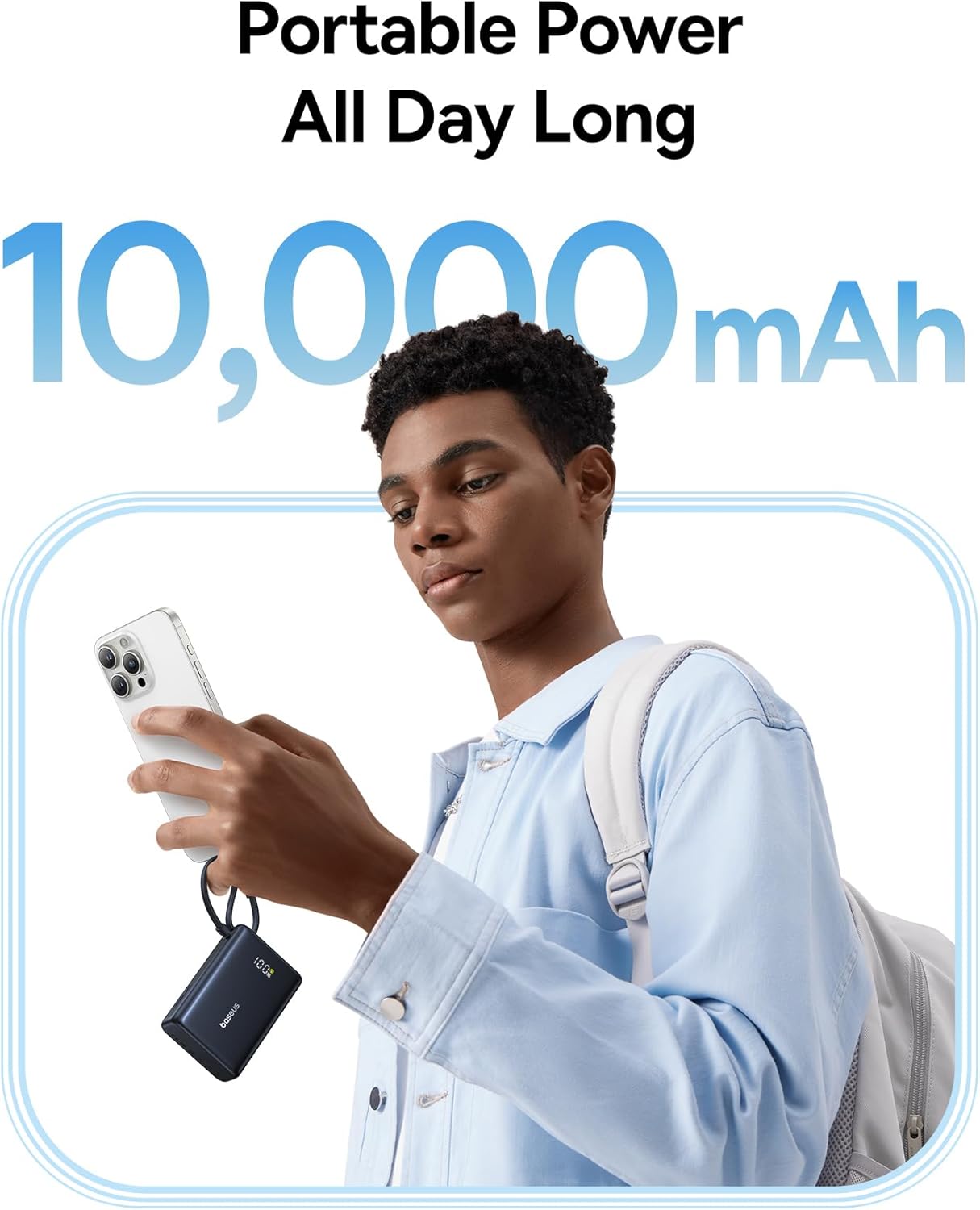 Baseus 45W Power Bank 10,000mAh w/ Built-in Cable - Fast & Compact