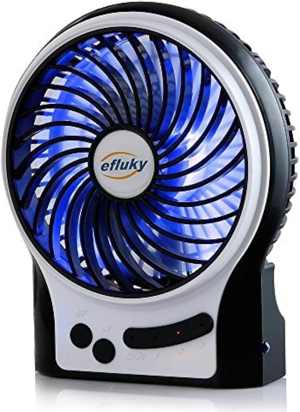 Mini Desk Fan with LED Light & Flashlight – 3-Speed USB Rechargeable, Ultra-Quiet Portable Fan for Office, Travel, Camping – 4.9 Inch (Black, Blue, Pink, White) – Cool Anywhere!