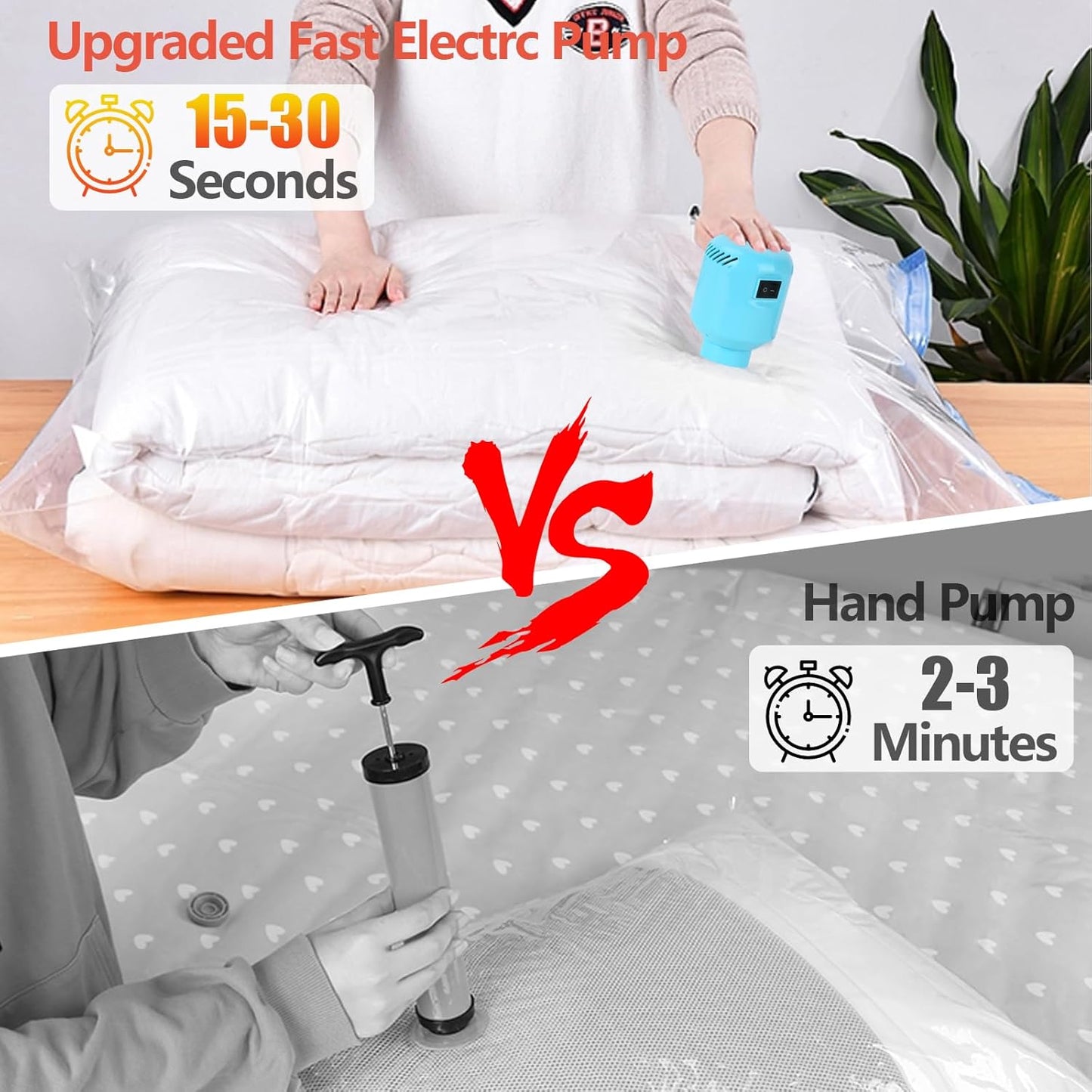 Electric Vacuum Storage Bags w/Pump - 6/8/10/24 Pack