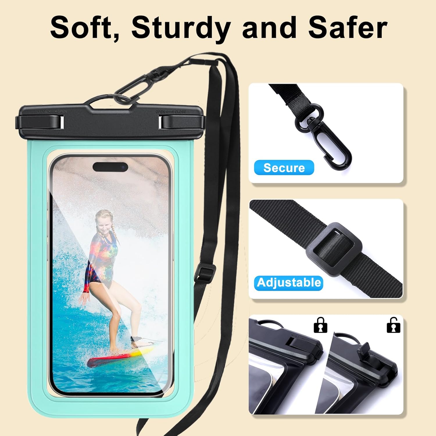 2-Pack IPX8 Waterproof Phone Pouch for iPhone 16-13, Samsung S25/S24