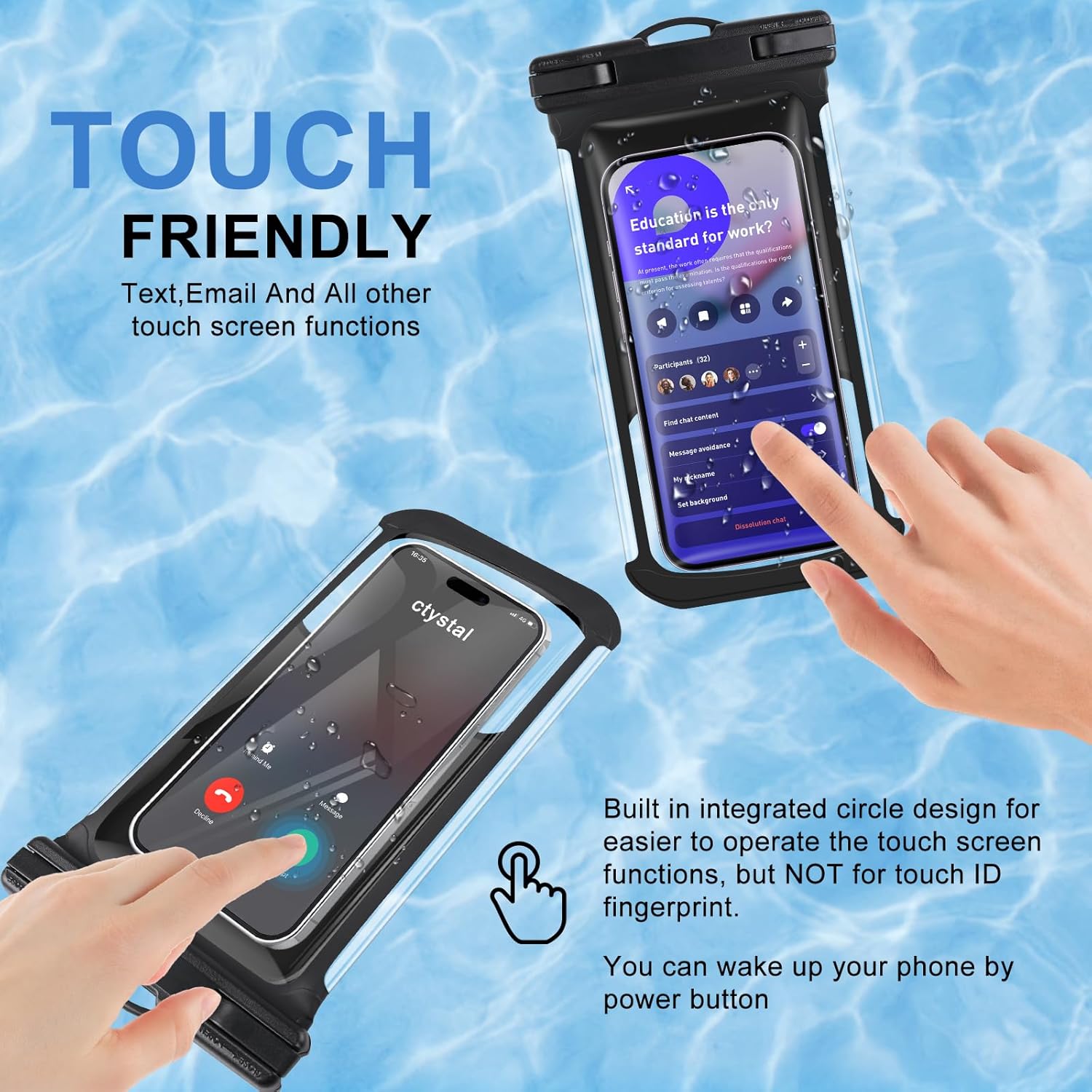 2-Pack 3D Waterproof Phone Pouch – IPX8 for iPhone 16-13, Samsung up to 7.5
