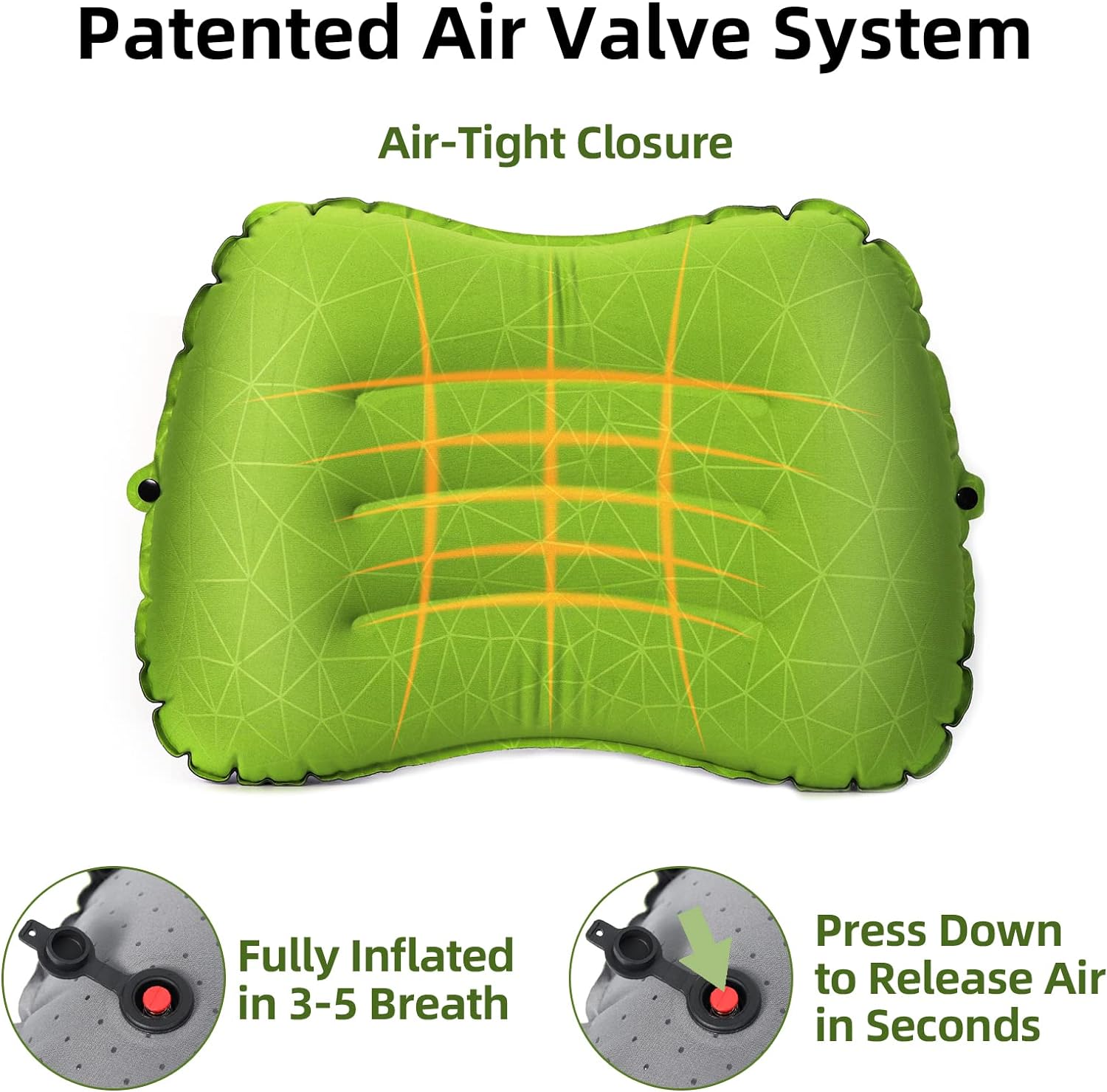 Inflatable Camping Pillow – 3-Breath Fill, Ultra-Light, Skid-Proof