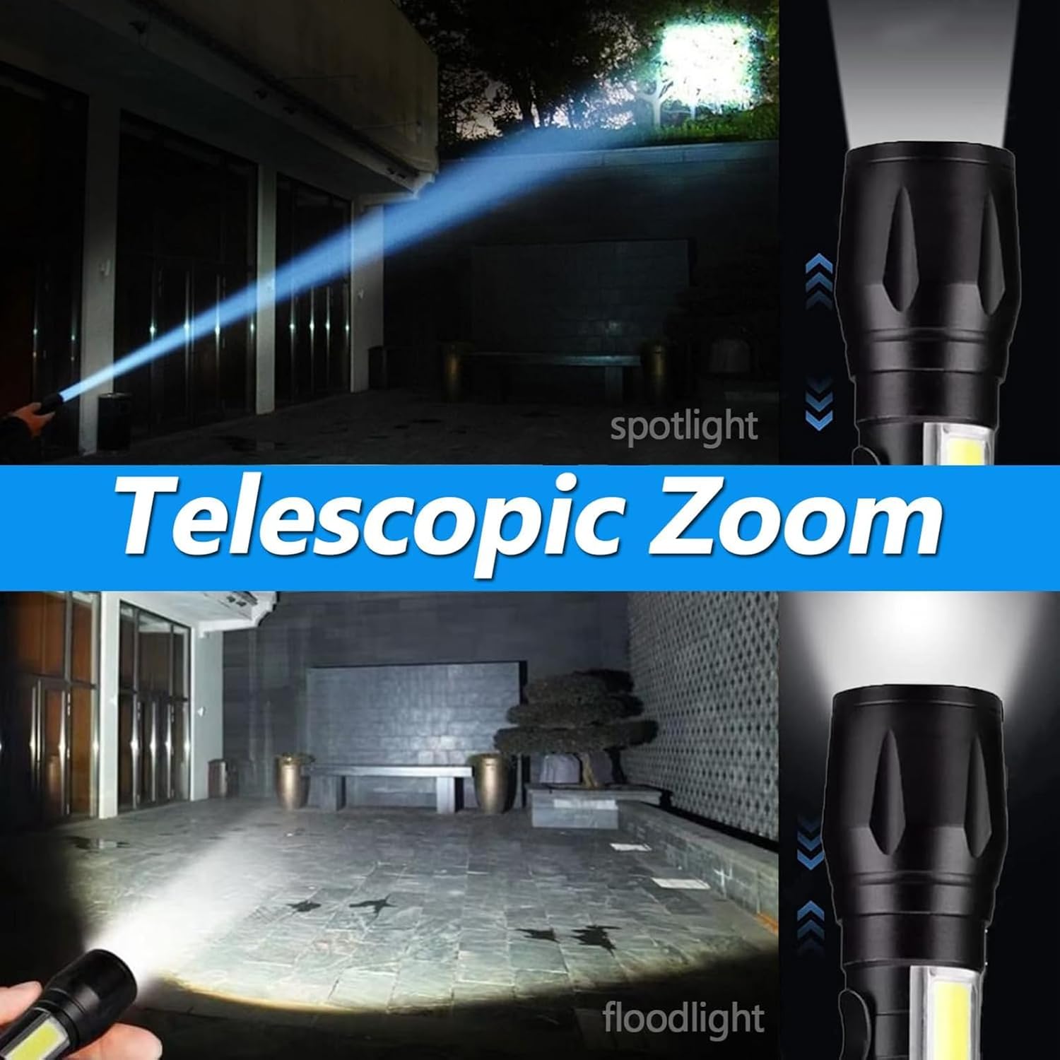 300LM Mini Flashlight - USB Rechargeable, 3 Modes & Zoomable | Pocket-Sized, Waterproof EDC Light for Emergencies
