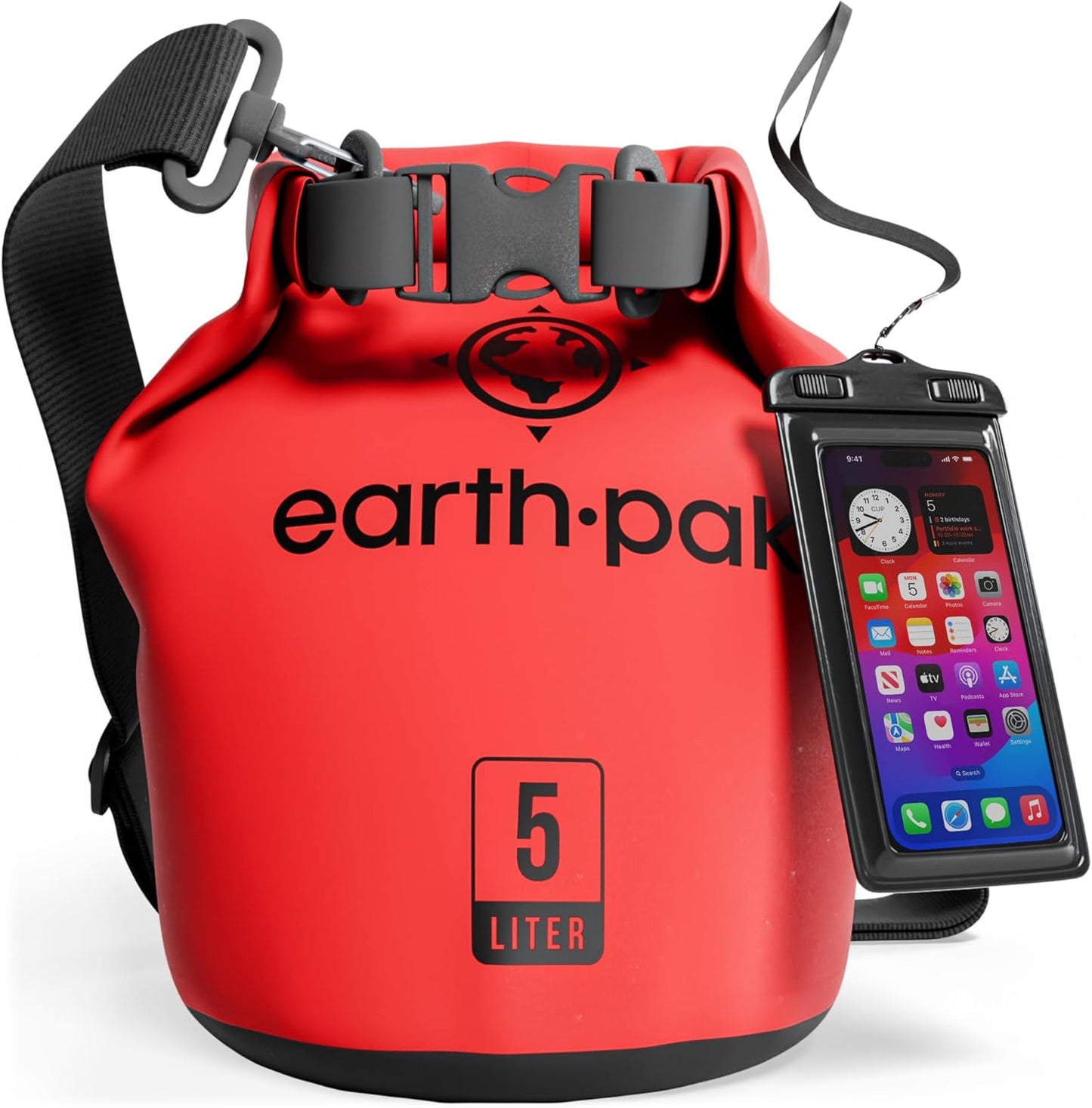 Earth Pak Waterproof Dry Bag – 5L-10L Roll-Top Backpack for Kayaking