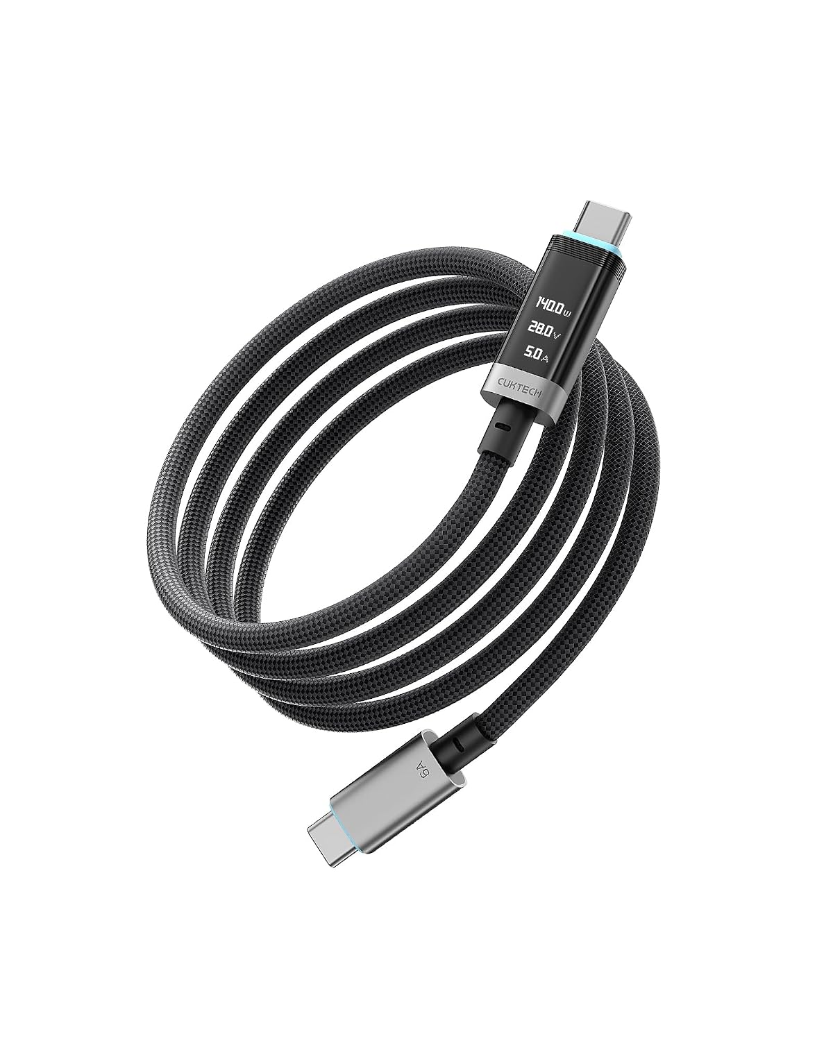 CUKTECH 240W USB C Cable OLED Display 6.6ft Fast Charging Braided