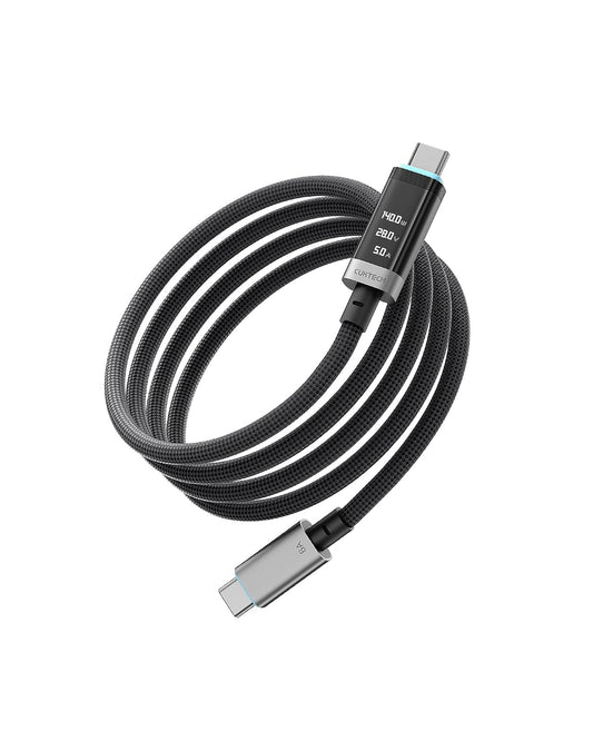 CUKTECH 240W USB C Cable OLED Display 6.6ft Fast Charging Braided