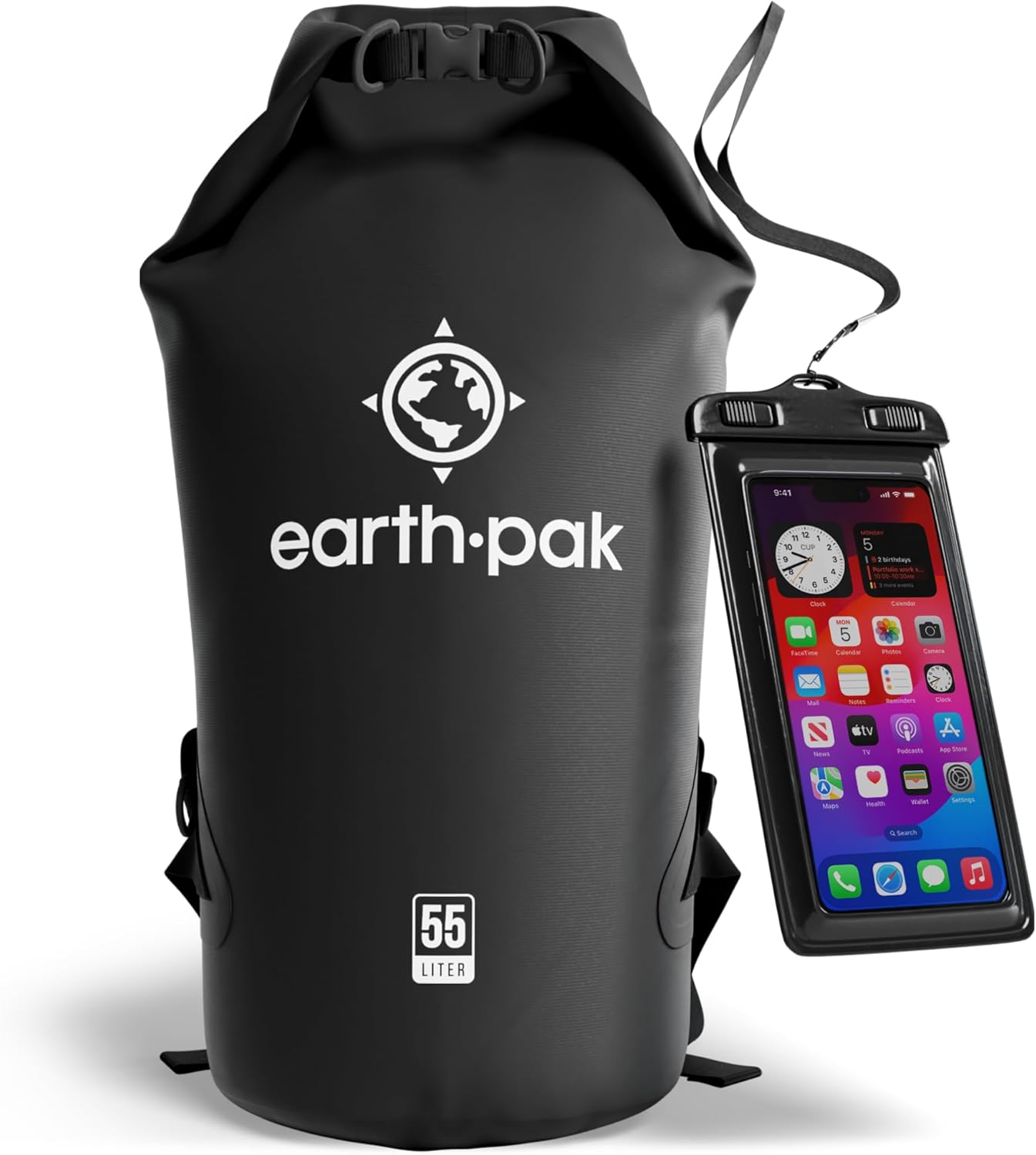 Earth Pak Waterproof Dry Bag – 40L-55L Roll-Top Backpack for Kayaking