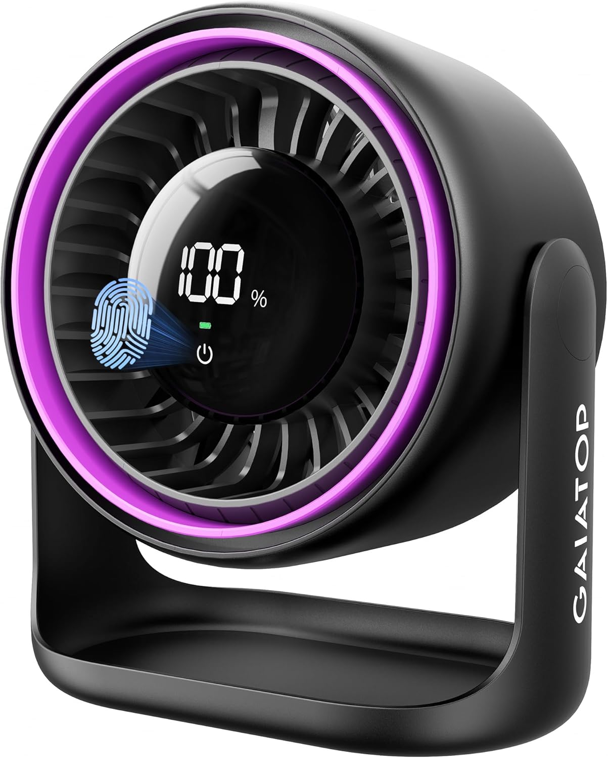 Gaiatop 7.7" Ultra-Quiet Desk Fan – 5-Speed Touch Control, 4000mAh Battery, 90° Adjustable – Perfect for Office, Bedroom & Travel (Black/Pink/Beige) – Sleep & Work in Peace!