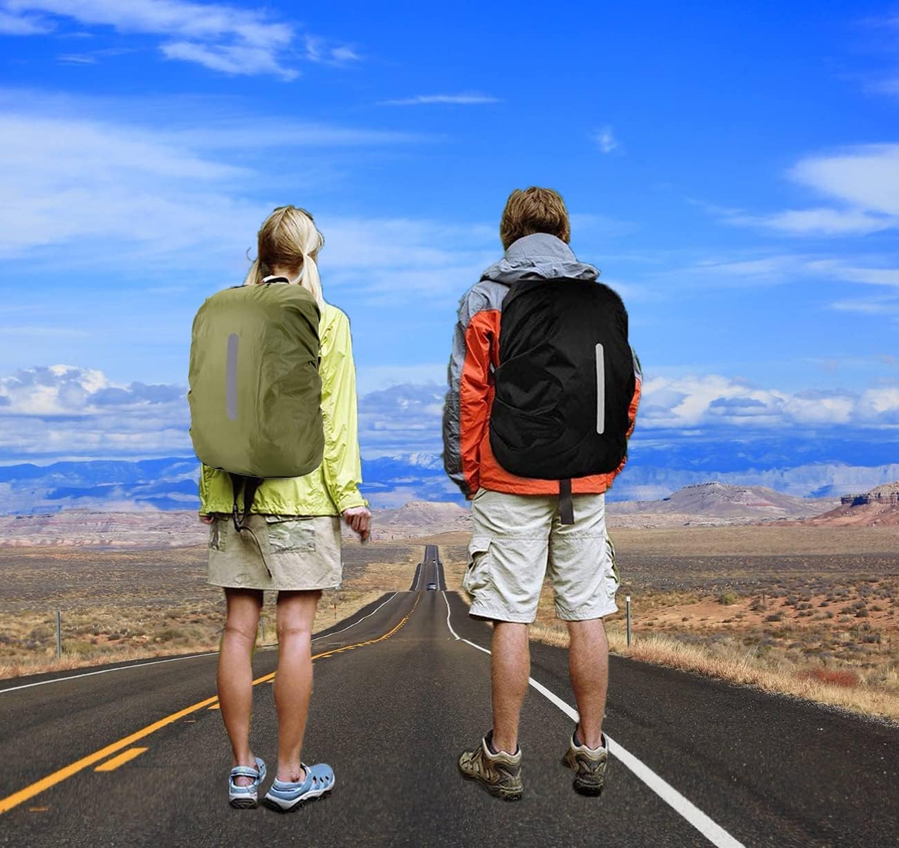 2 Pack S Waterproof Backpack Covers 15-25L, Reflective Rain Protection