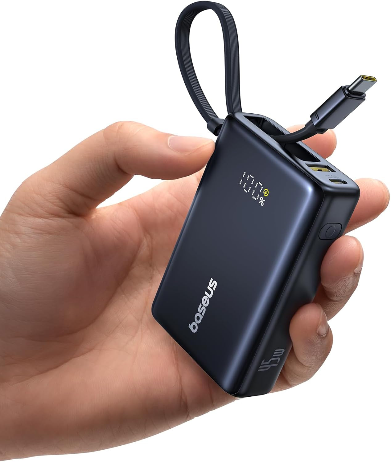 Baseus 45W Power Bank 10,000mAh w/ Built-in Cable - Fast & Compact