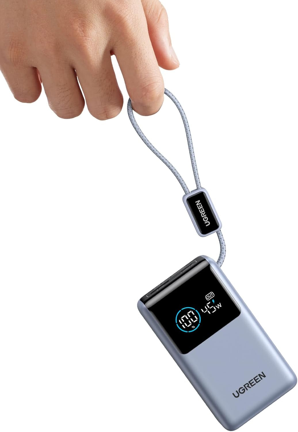 UGREEN 10K Power Bank 45W: Built-In Cable + Display