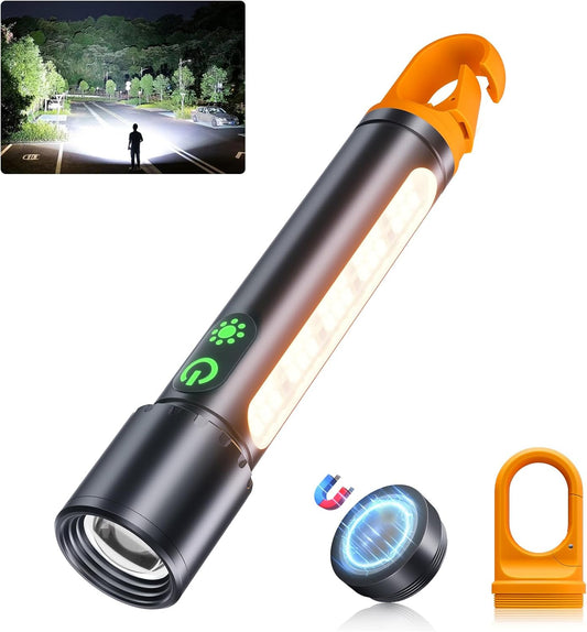 Magnetic Rechargeable Flashlight, 2000LM 5000mAh, 9 Modes, Waterproof