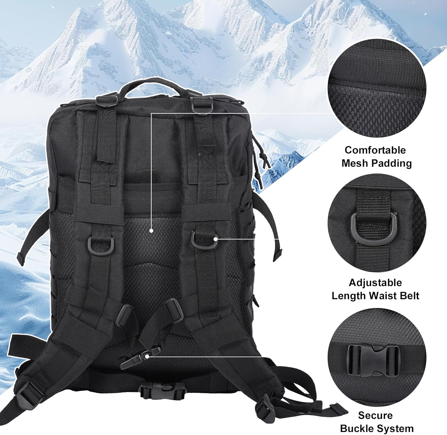 50L Military Tactical Backpack - Assault Pack for Men, Travel & Hiking