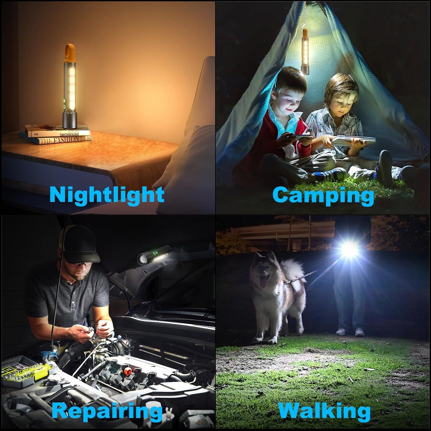 Magnetic Rechargeable Flashlight, 2000LM 5000mAh, 9 Modes, Waterproof